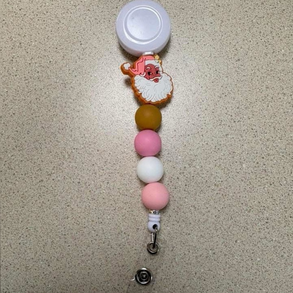 Santa Claus Beaded Badge Reel